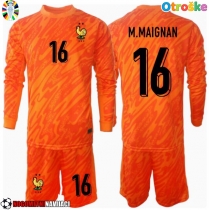 Otroške Nogometnih dresov Francija Mike Maignan #16 Vratar Gostujoči EP 2024 Dolgi rokavi (+ hlače)